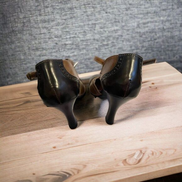 Bongo Heel Line Dancer shoes Size 7 Vintage Brown Natural closed toe - Picture 6 of 7